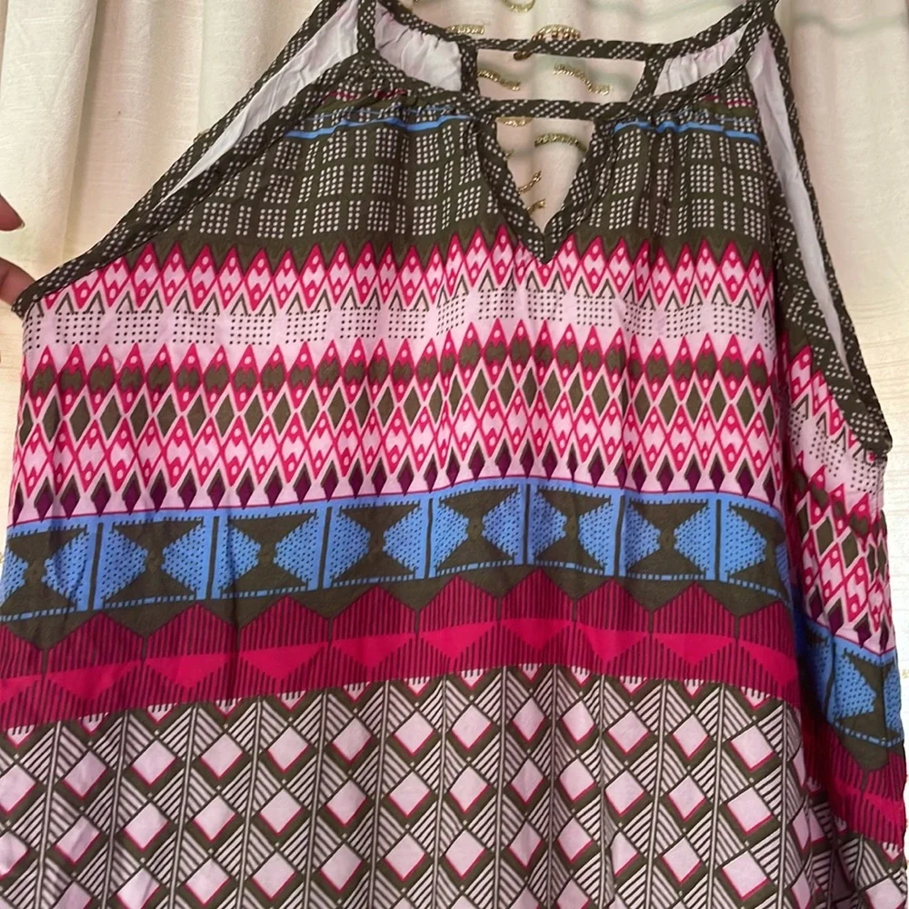 PRANA Nari Chevron Keyhole Dress Wild Orchid Geo